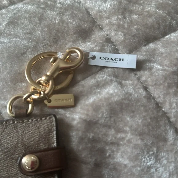 New- Coach Gold tone and Brown Keychain - Picture 2 of 16